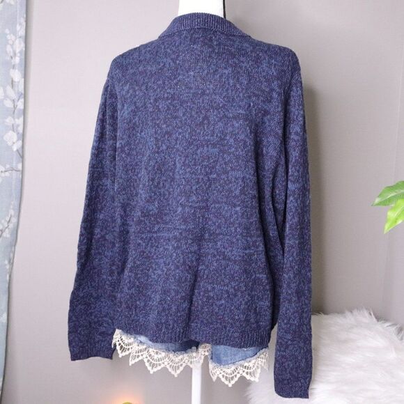 Vintage | 1990's Cotton Zip Up Long Sleeve Sweater XL - Picture 5 of 7